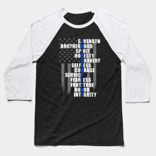 Police Holiday Gift - Thin Blue Line Flag - Law Enforcement Baseball T-Shirt